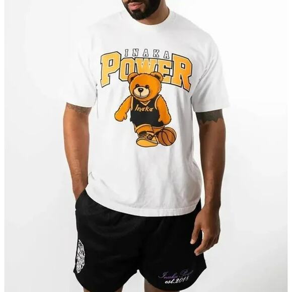 Inaka Power teddy bear basketball orange black lifting athletic gym t-shirt L - Picture 1 of 7